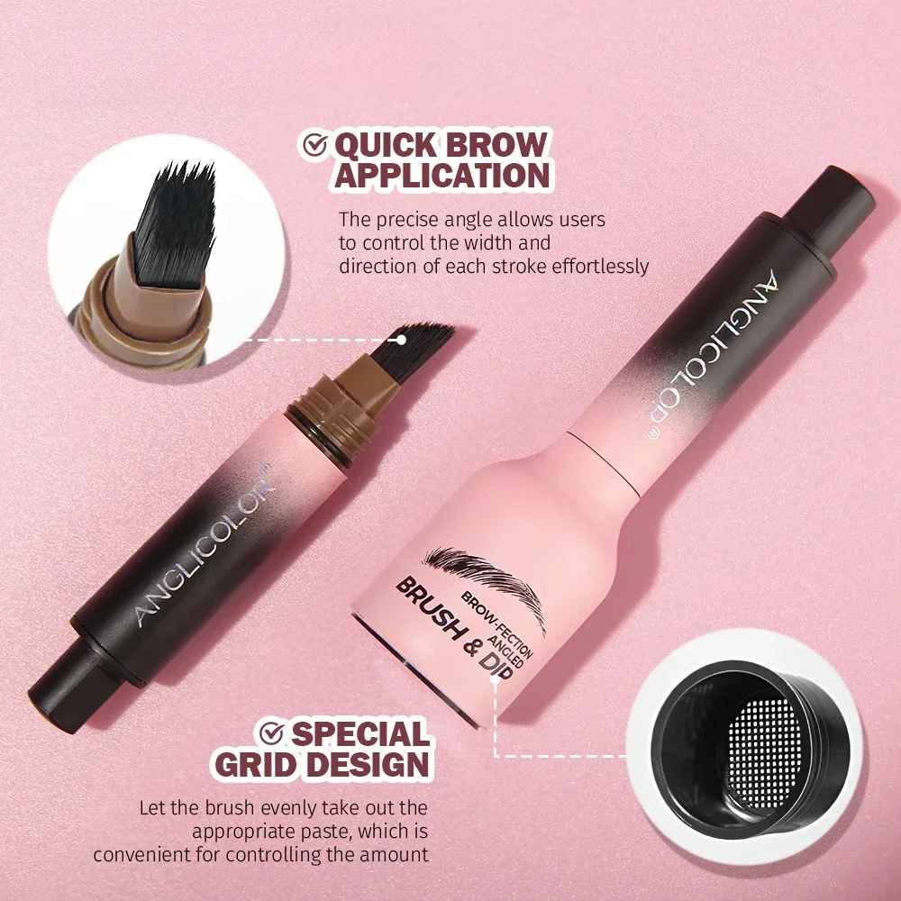 Crayon à sourcils sauvage, brosse carrée coudée, velours 3D, crème de teinture pour les sourcils, ligne de cheveux, Anti-taches, stylo de teinte multifonction étanche