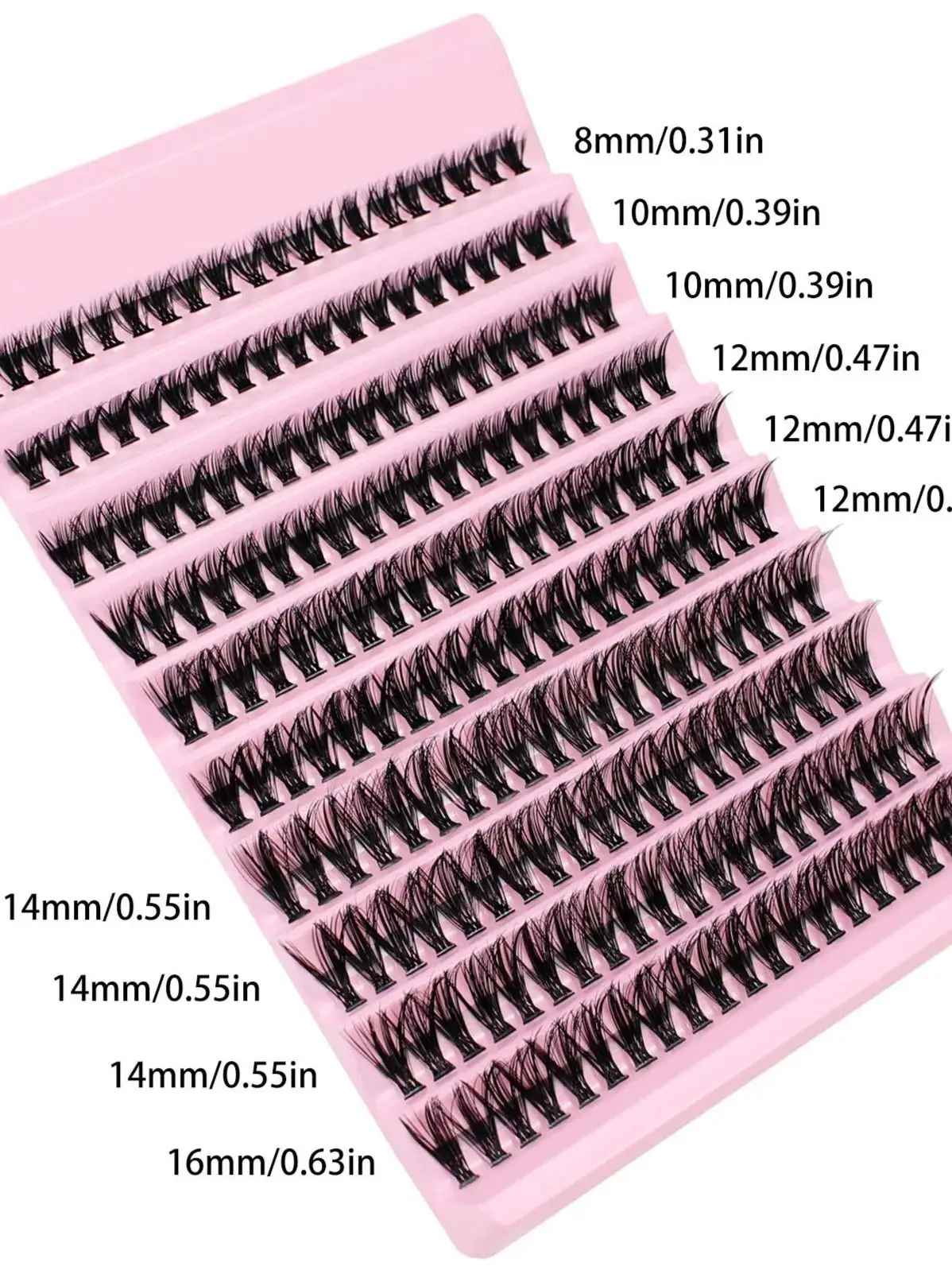 Cils individuels 8-16mm 200 pièces cils en grappe aspect naturel plateau mixte bricolage Extension de cils Volume grappes de cils cils longs