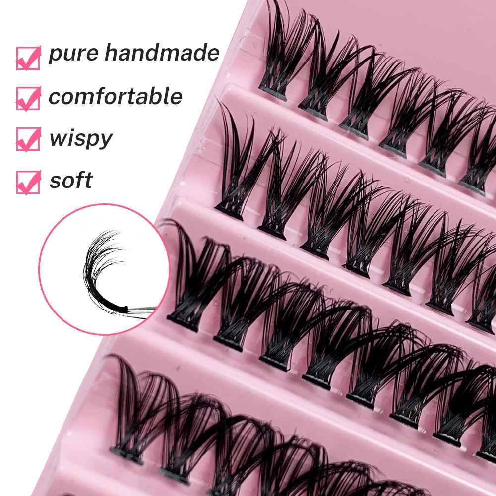 Cils individuels 8-16mm 200 pièces cils en grappe aspect naturel plateau mixte bricolage Extension de cils Volume grappes de cils cils longs