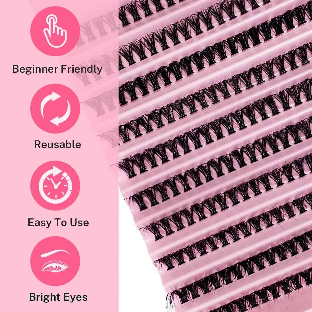 Cils individuels 8-16mm 200 pièces cils en grappe aspect naturel plateau mixte bricolage Extension de cils Volume grappes de cils cils longs