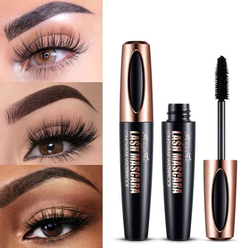 Mascara Anti-transpiration imperméable, allonge l'extension des cils, en Fiber de soie noire, sans taches, maquillage cosmétique